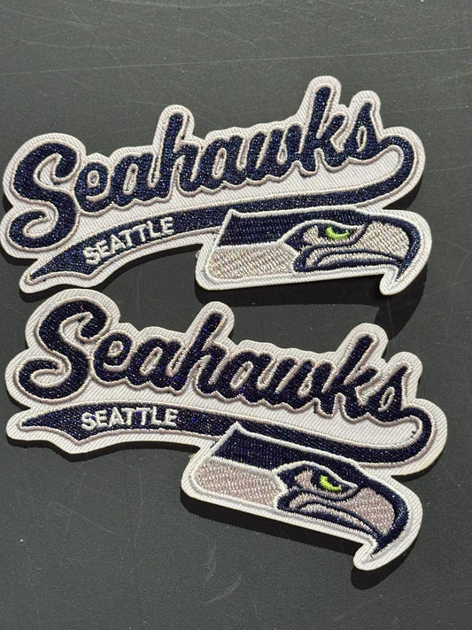 SEATTLE SEAHAWKS EMBROIDERED IRON ON PATCH/ SIZE APPROX 4" x 2"/ QUALITY MATERIAL/FABRIC PATCHES/FOOTBALL TEAM