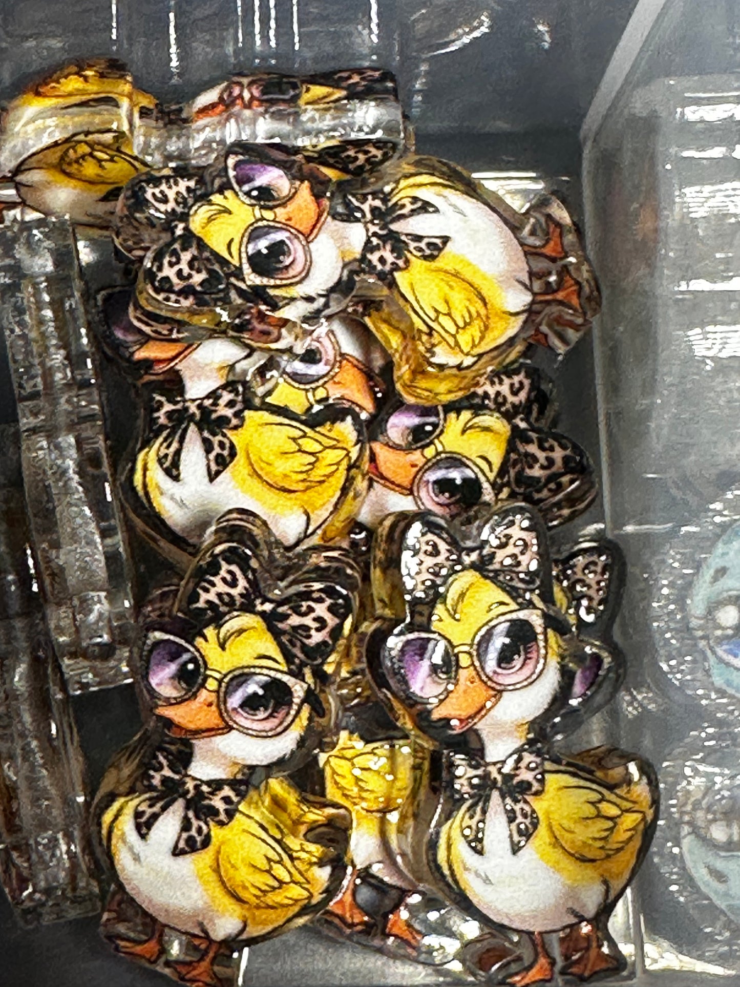 Lady Duck acrylic focal bead- set of 2/ focal bead/ pen beading / keychain bead/