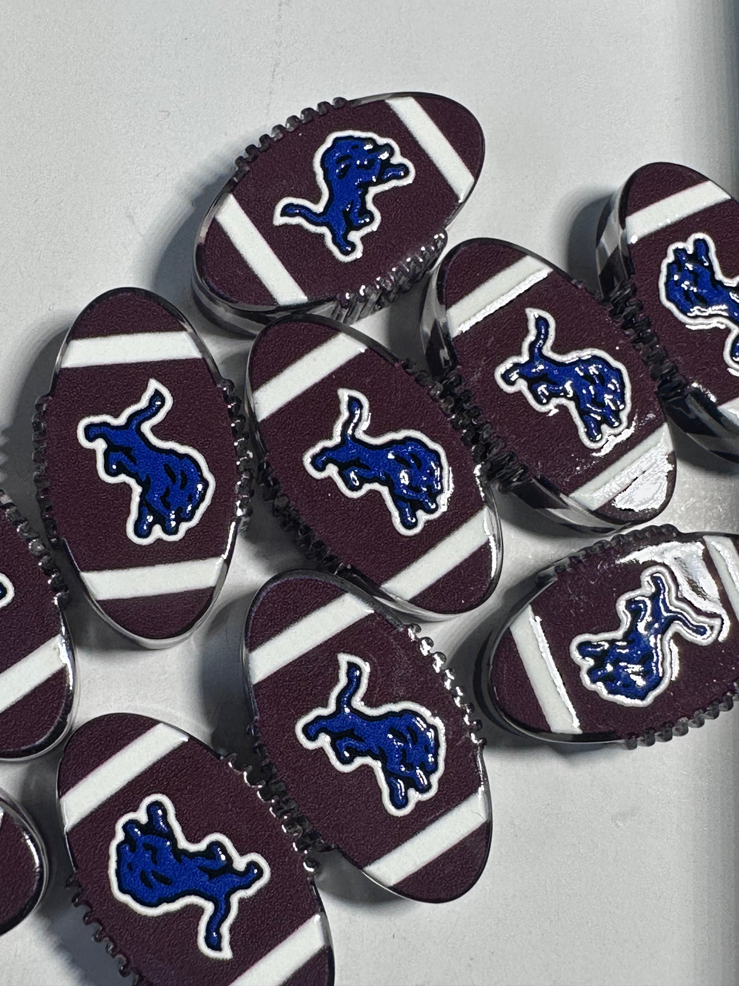 Detroit Lions football shaped acrylic focal bead- set of 2/ focal bead/ pen beading / keychain bead/ football