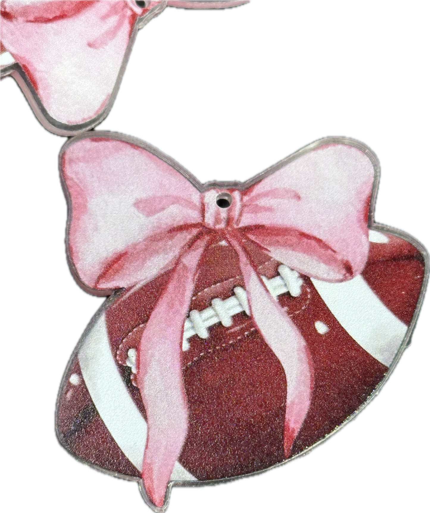 Pink Bow Football Acrylic Charm – Cute Sports Pendant(set of 5)