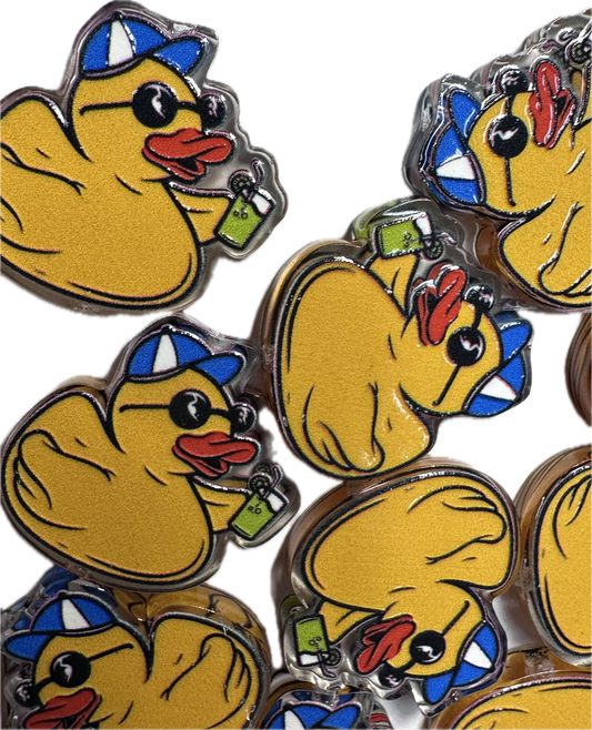 Yellow duck acrylic focal bead- set of 2/ focal bead/ pen beading / keychain bead/