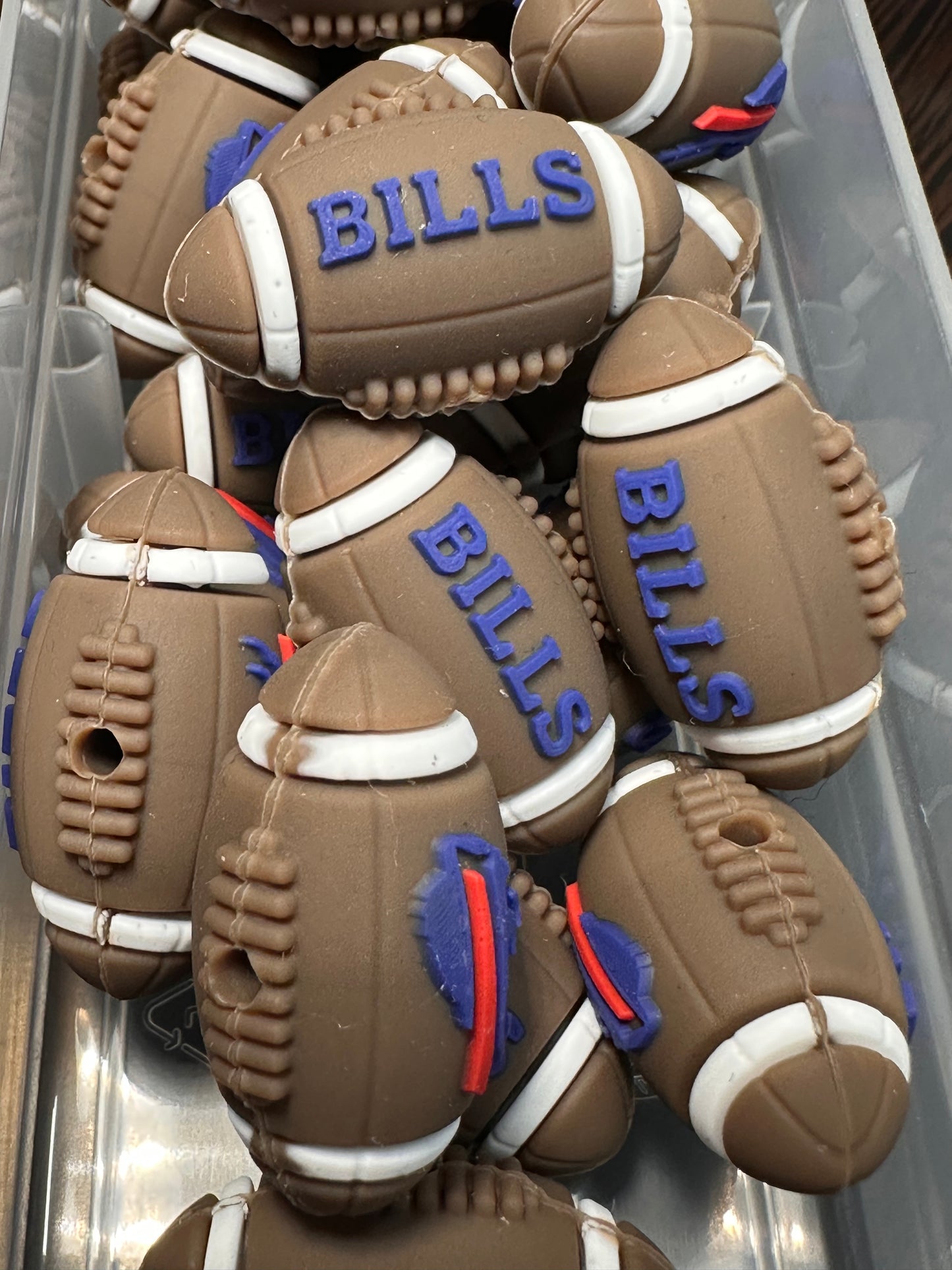 3D football shaped Buffalo Bills  focal bead