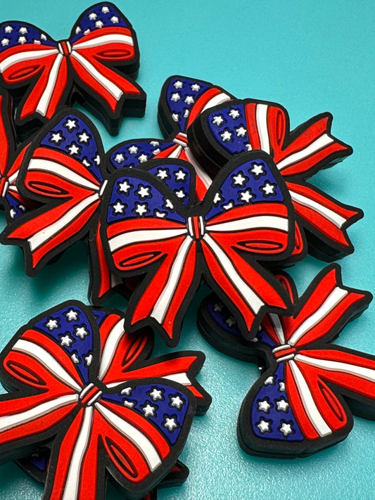 Patriotic Bow silicone focal bead/ bow flag