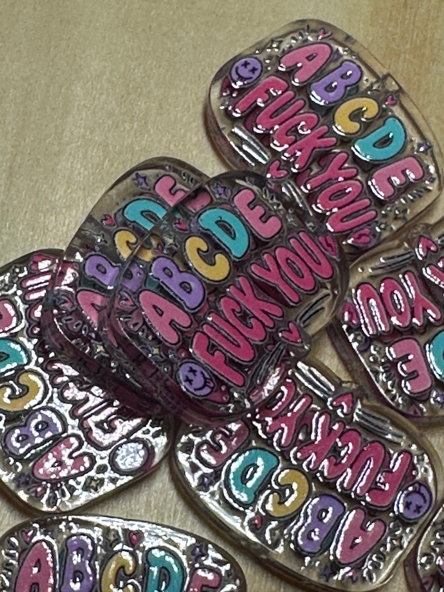 ABCDE FU acrylic focal bead- set of 2/ focal bead/ pen beading / keychain bead/