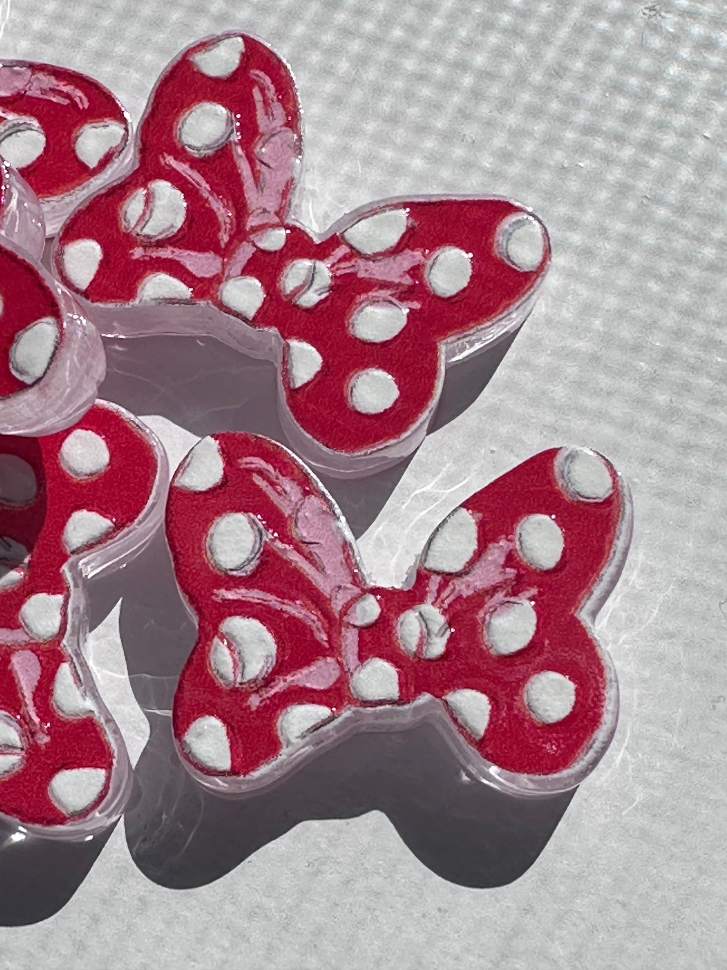 Red bow with polka dots acrylic focal bead- set of 2/ focal bead/ pen beading / keychain bead