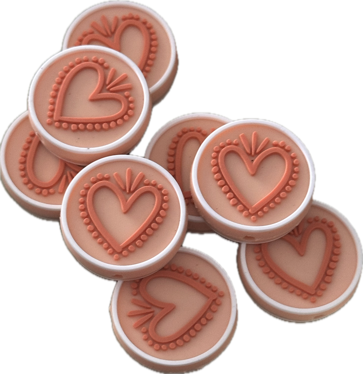 Heart focal beads/ beadable pen/ Silicone bead/ keychain bead/Valentines Day hearts/ boho/ doodle