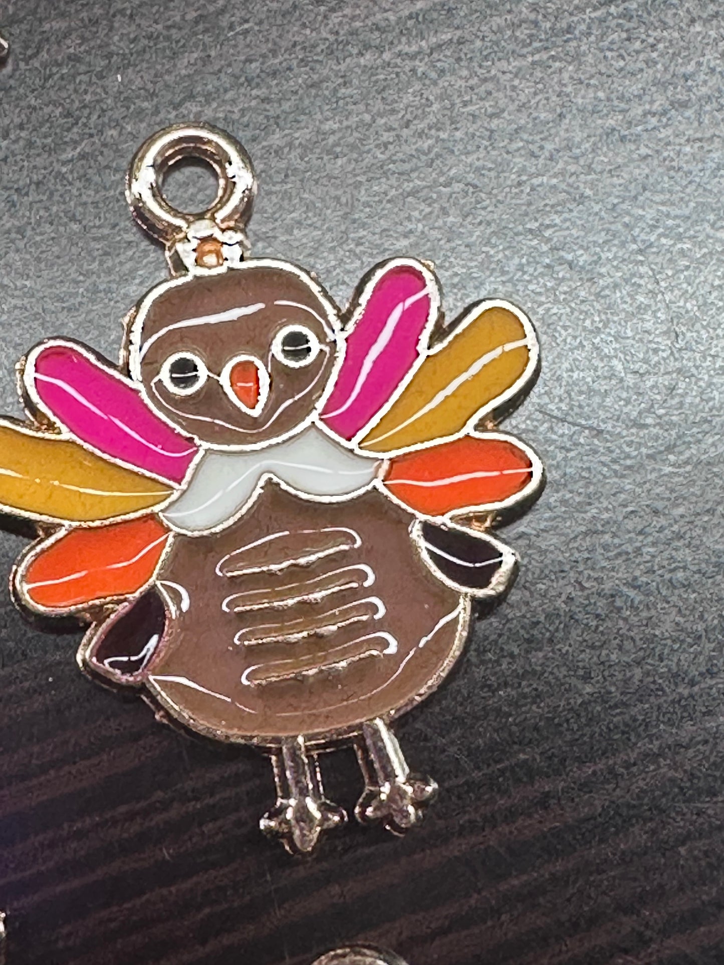 Thanksgiving Tom Turkey enamel metal charms// DIY charm bracelet/ DIY necklace