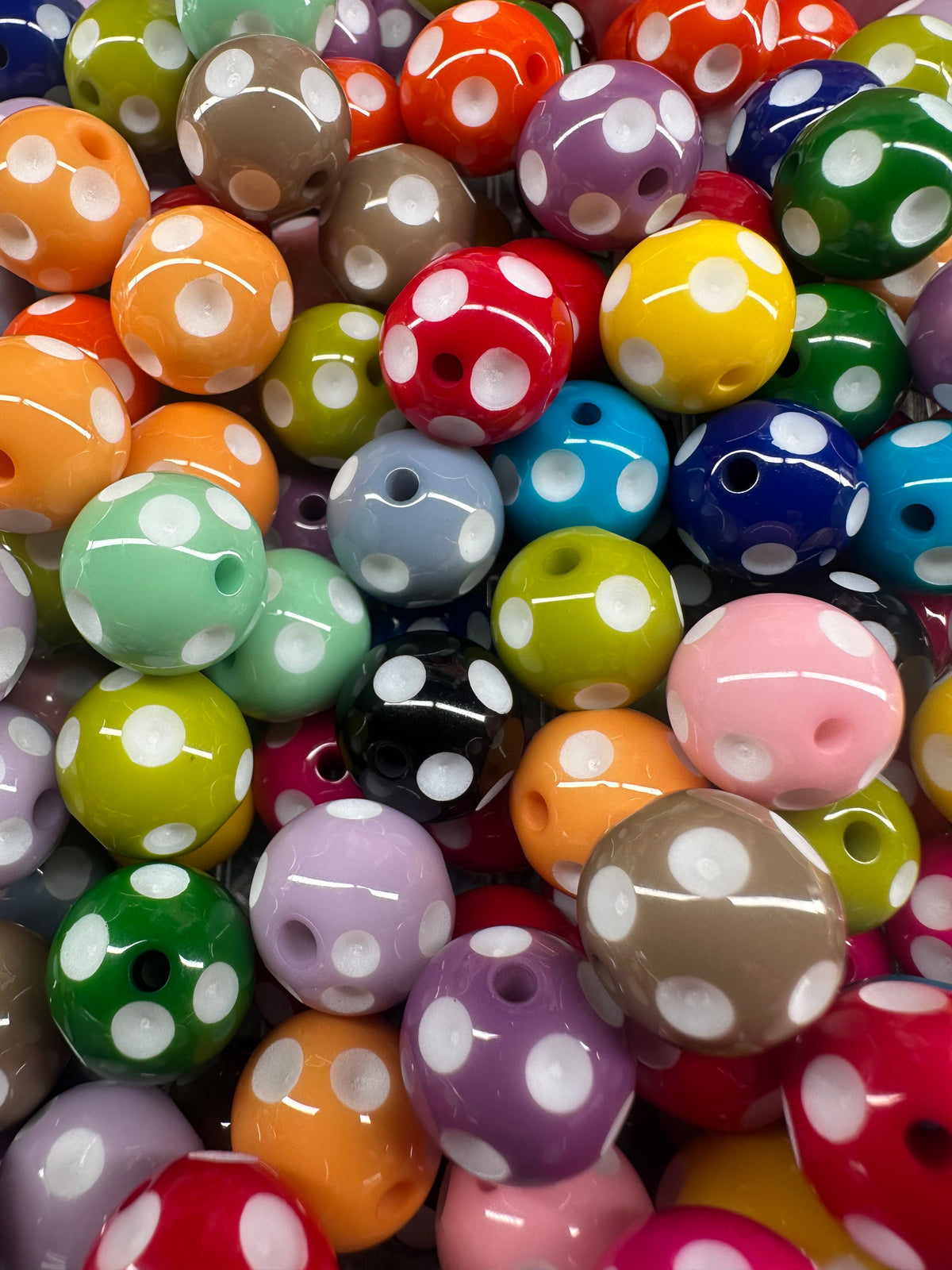 Polka Dot acrylic beads/ 16mm Beads/ beadable pen/ keychain bead/ dotted/ spots