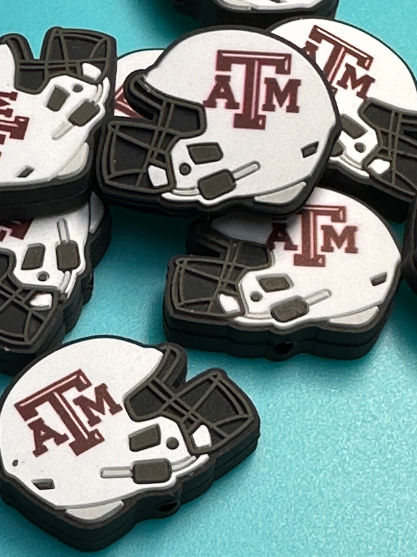 Texas A&M focal beads/ NFL /  Focal Bead/ beadable pen/ Silicone  bead/ keychain bead / Football/ helmet/