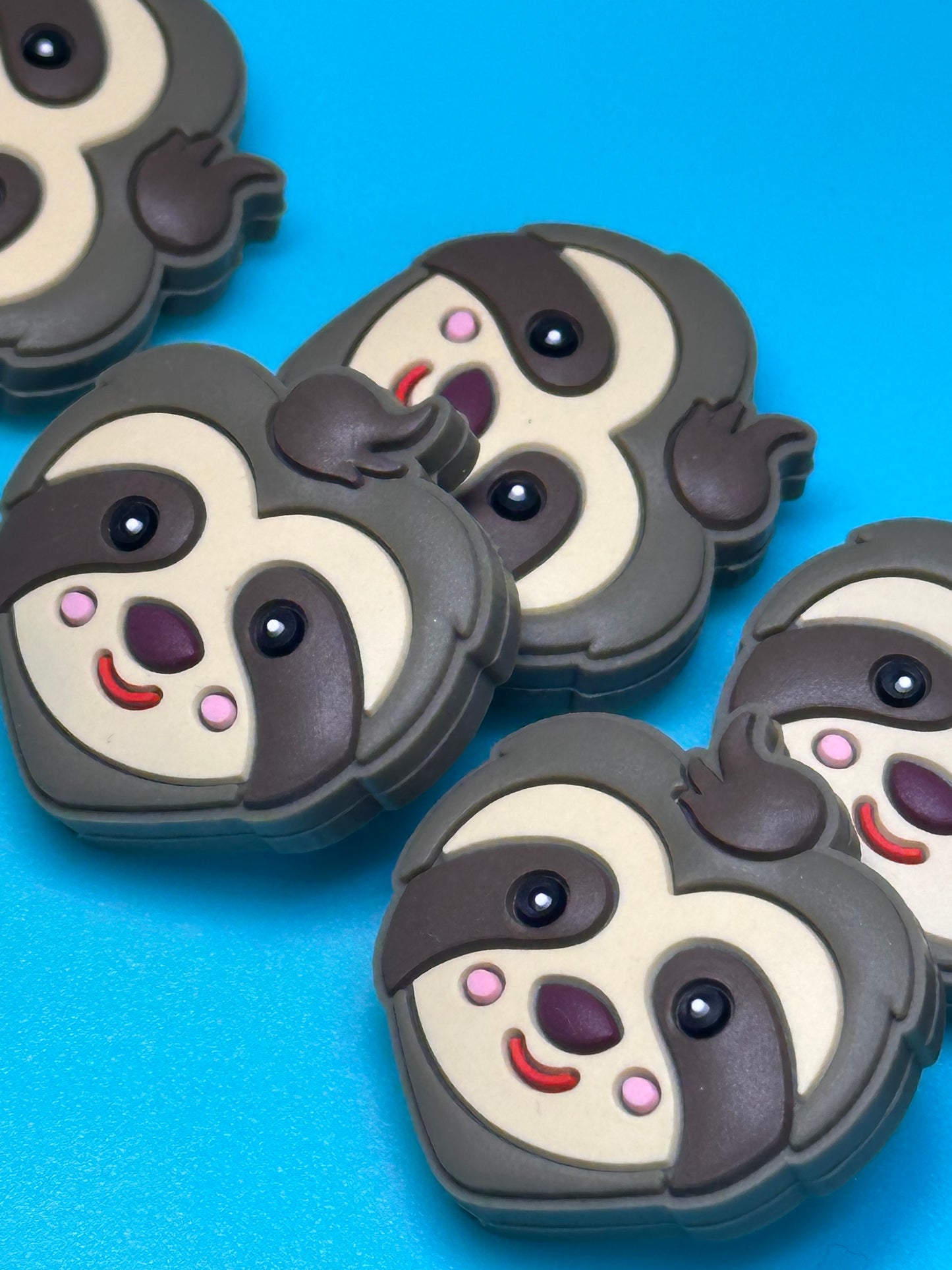 Grey sloth Focal Bead/ beadable pen/ Silicone  bead/ animal/ keychain bead/ zoo / sloth #2