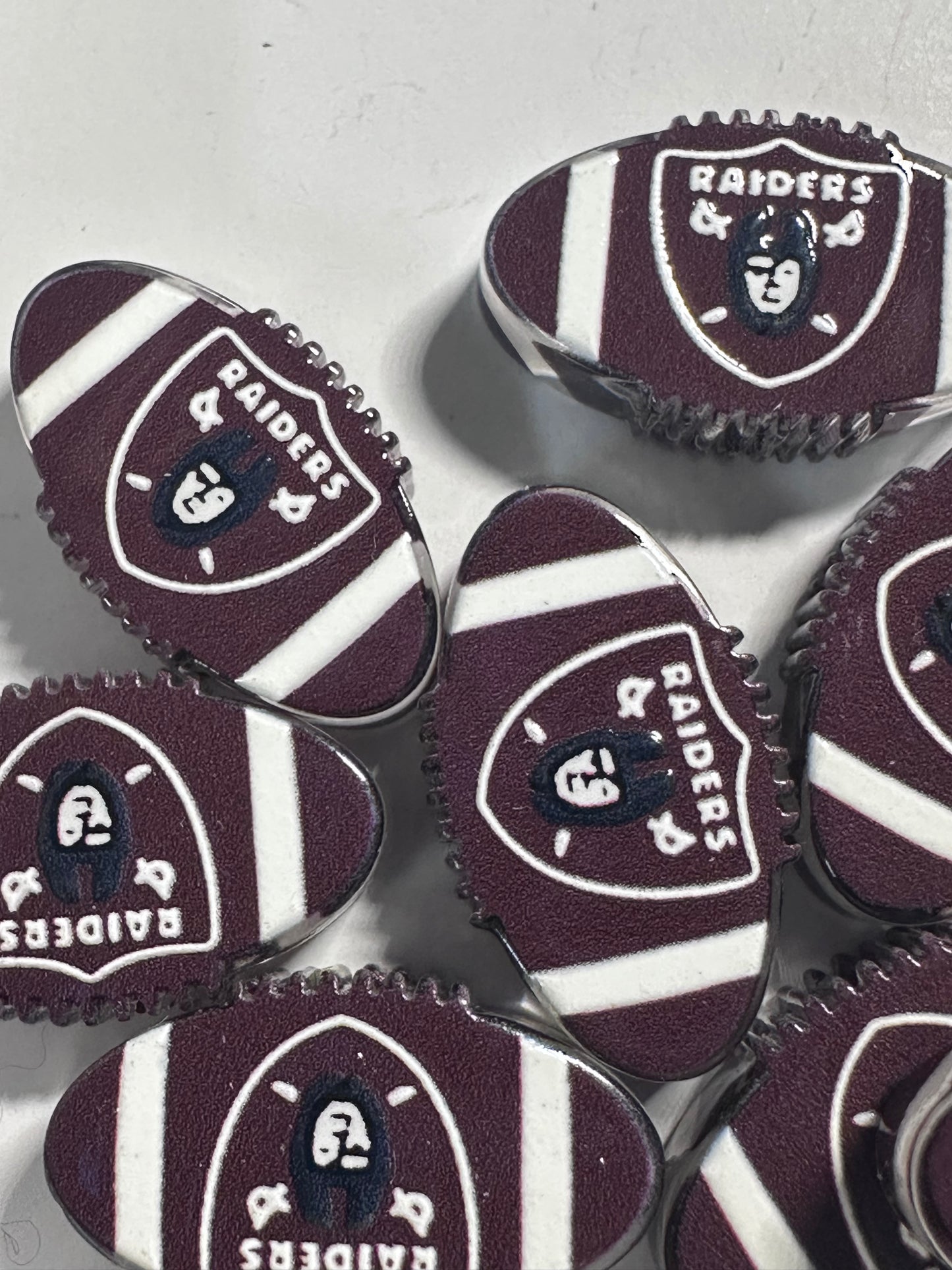 Las Vegas Raiders football shaped acrylic focal bead- set of 2/ focal bead/ pen beading / keychain bead/ football