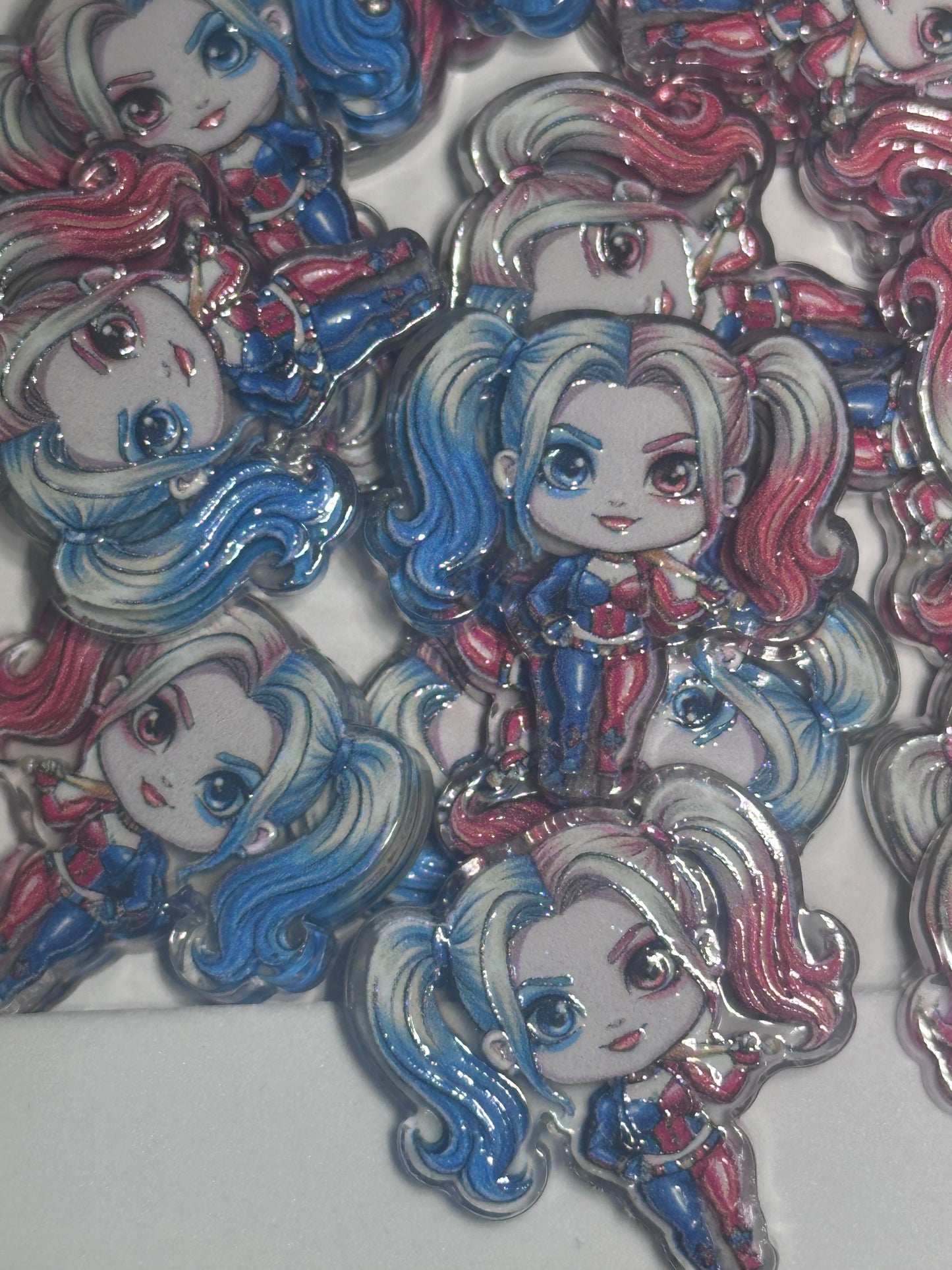 Harlequin acrylic focal bead- set of 2/ focal bead/ pen beading / keychain bead/ Girl