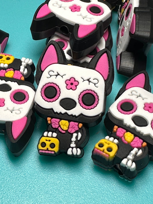 Day of the dead Focal Bead/ beadable pen/ Silicone bead/ keychain bead/dog/ puppy/ Mexican holiday