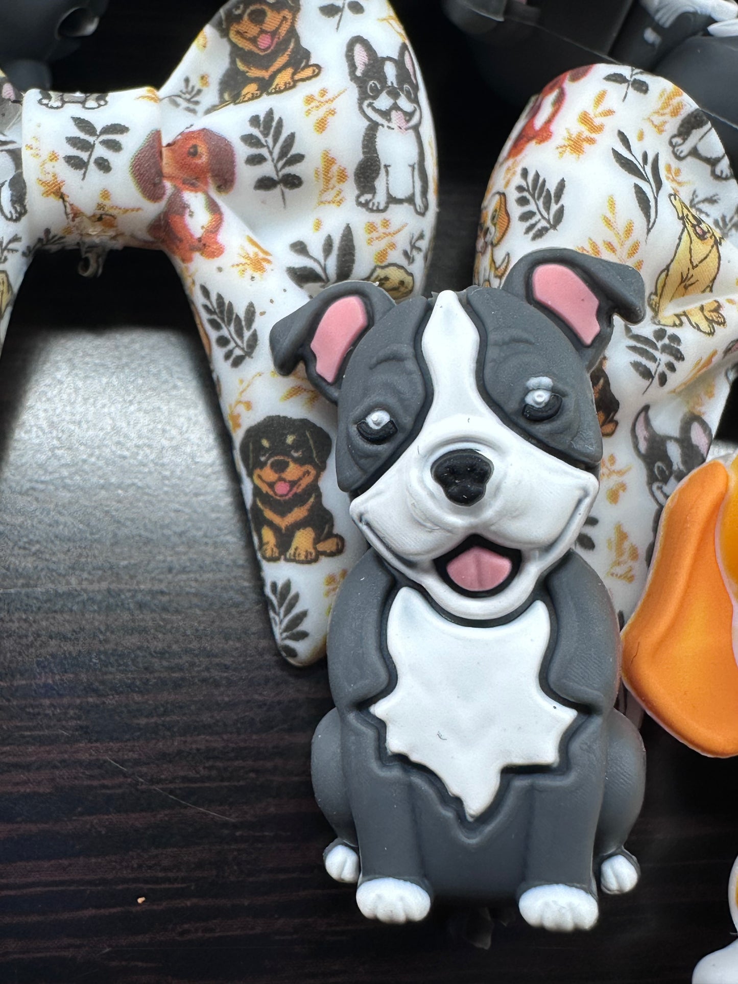 3D Dog silicone focal beads Golden Retriever, Pit Bull, Beagle, Rottweiler, Coon Hound, Frenchie - matching hoop and round beads