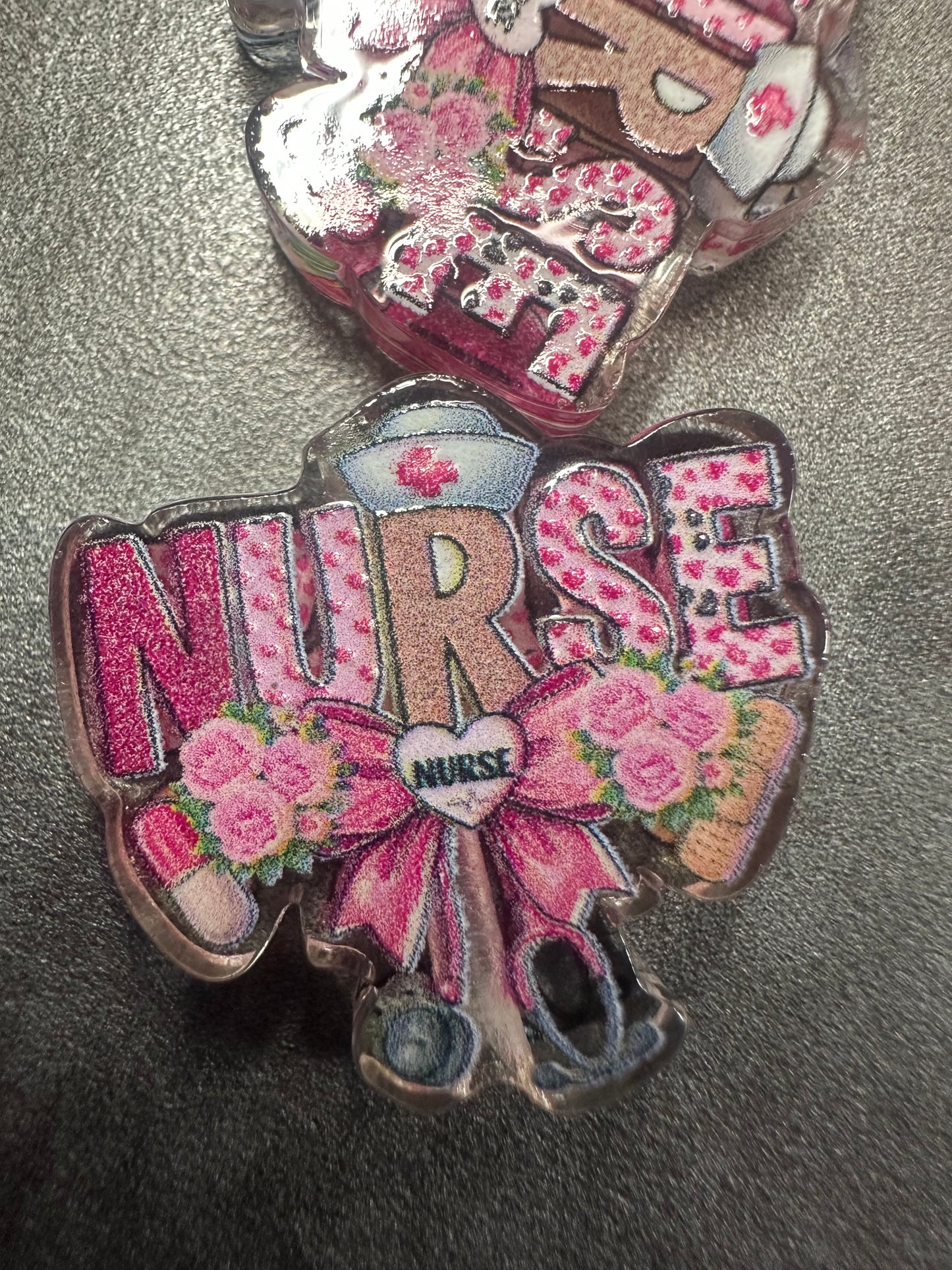 Nurse acrylic focal bead- set of 2/ focal bead/ pen beading / keychain bead/