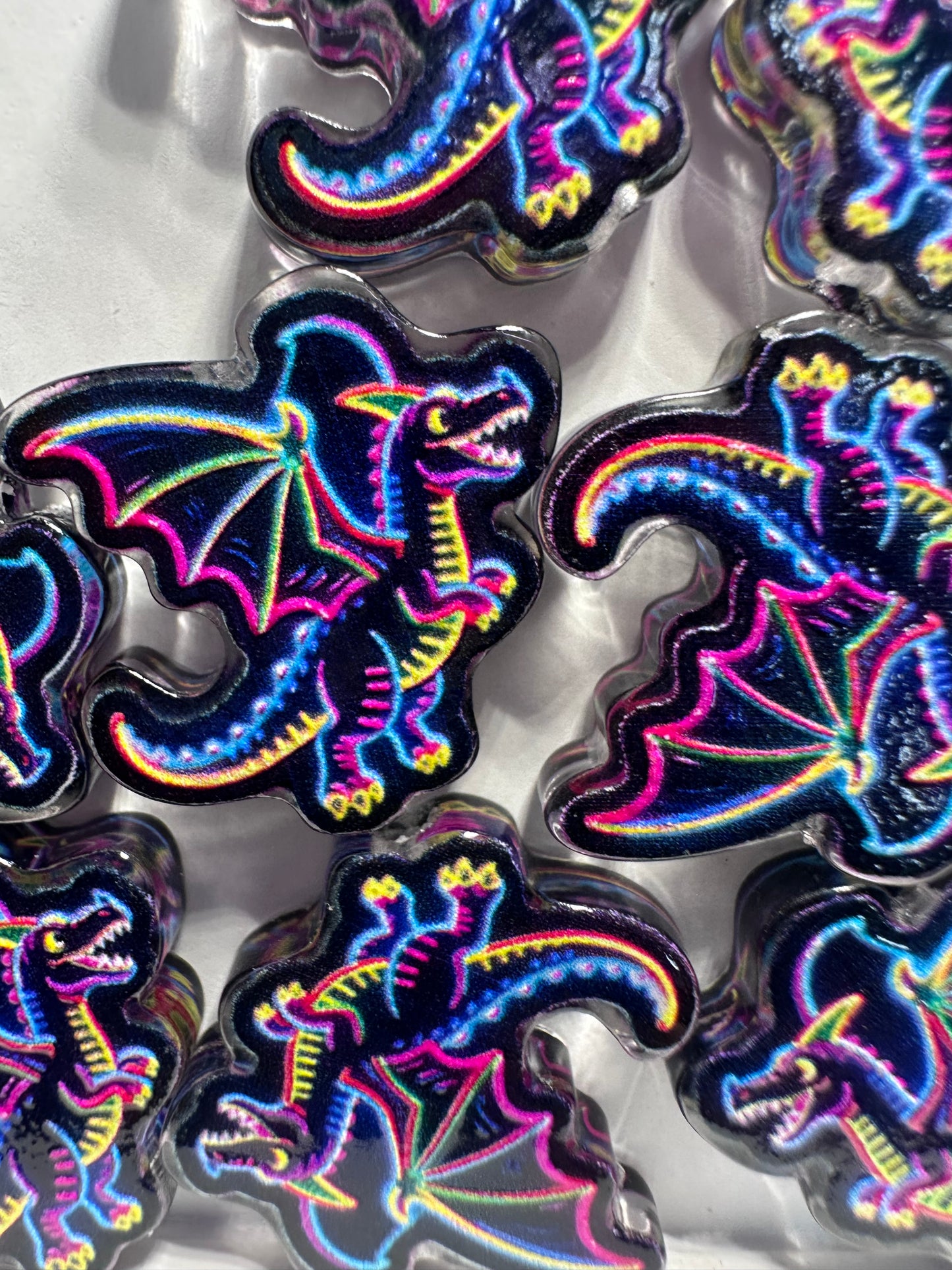 Neon Dragon acrylic focal bead- set of 2/ focal bead/ pen beading / keychain bead/flying dragon