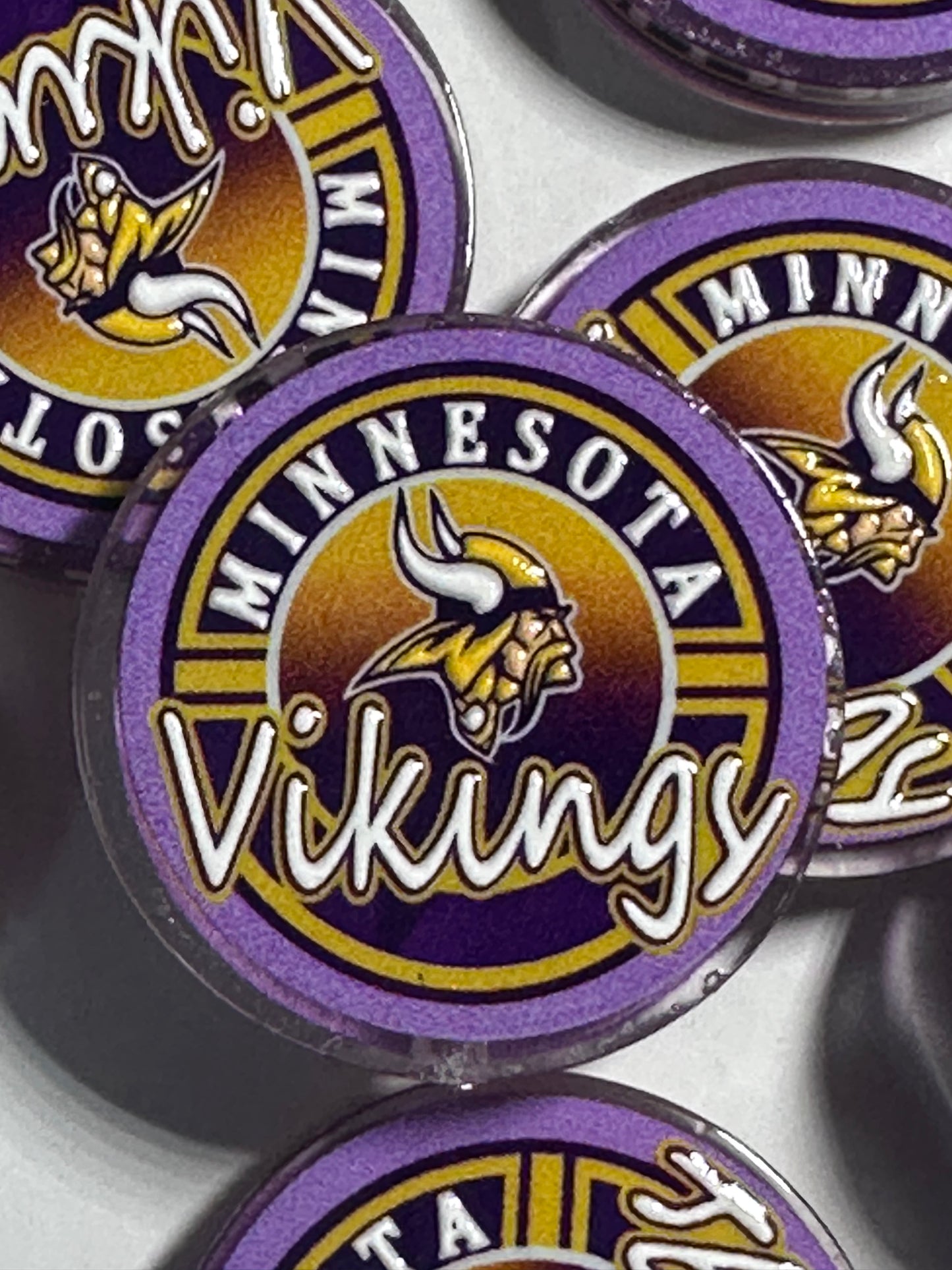 NEW Minnesota Vikings acrylic focal bead- set of 2/ focal bead/ pen beading / keychain bead /football