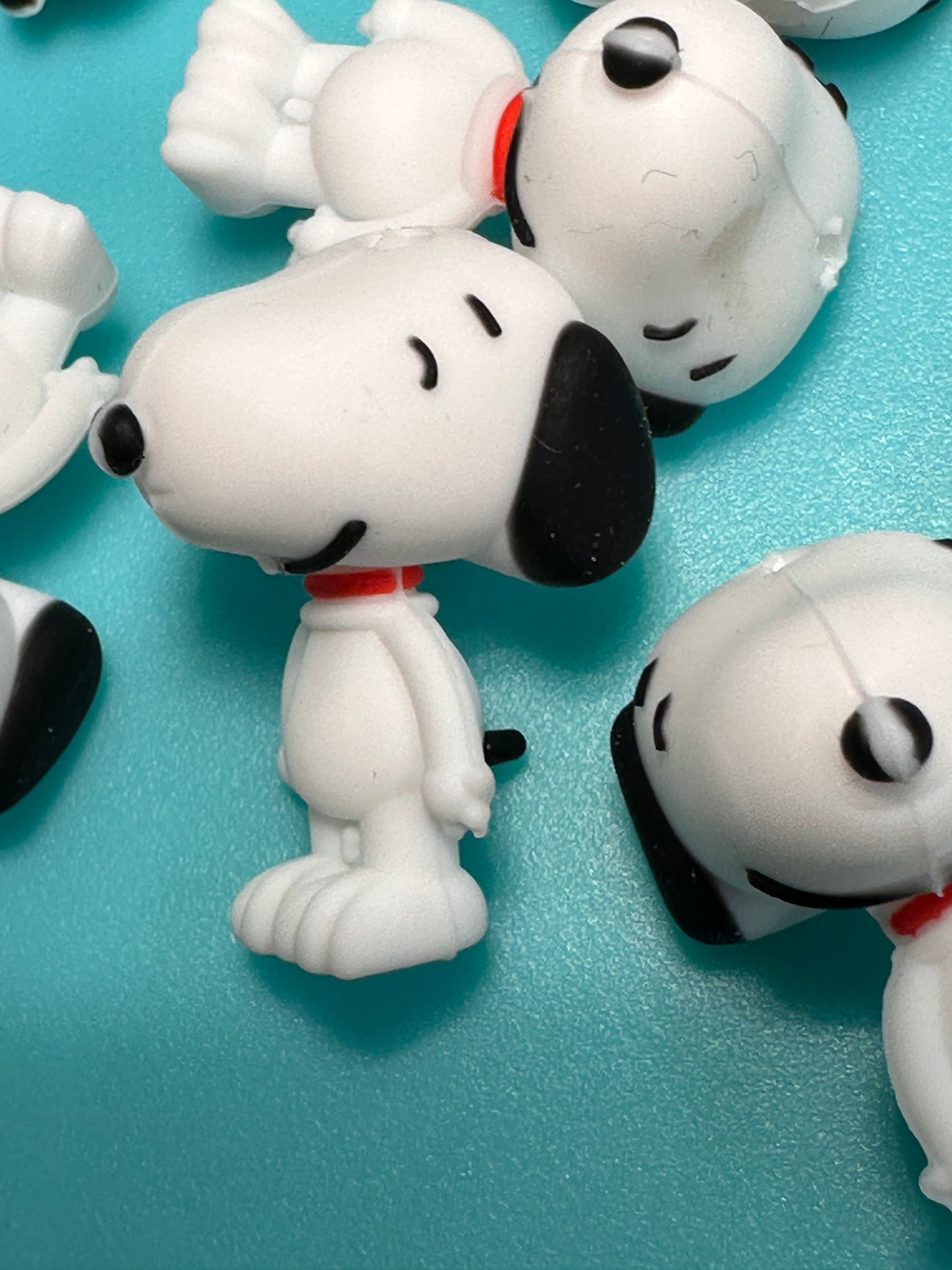 3D white dog with black ears silicone focal bead/