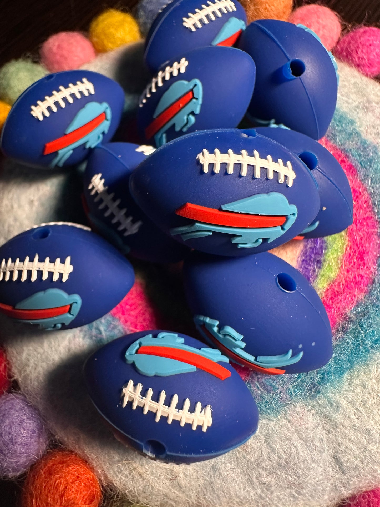 3D Buffalo Bills focal bead design / football shaped