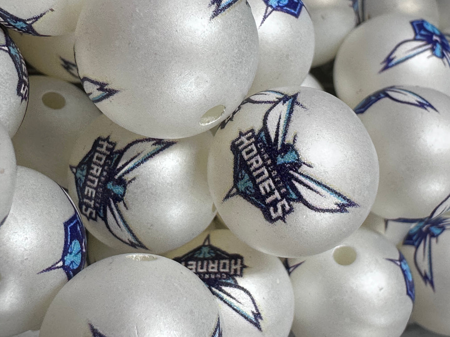 Charlotte Hornets Sports 16mm Sports Print Beads • Set of 10 • Great for Pens, Keychains & Crafts-