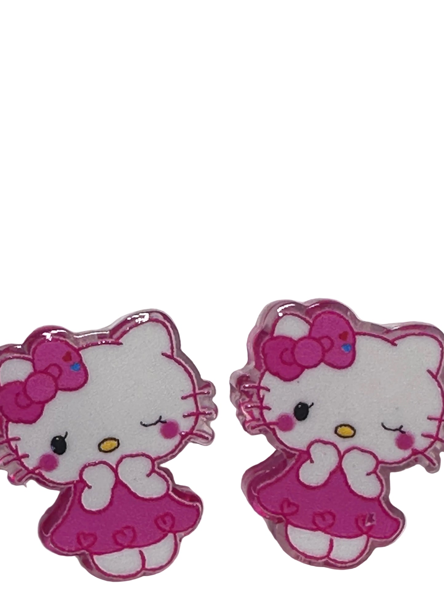 HK cat with bow acrylic focal bead- set of 2/ focal bead/ pen beading / keychain bead