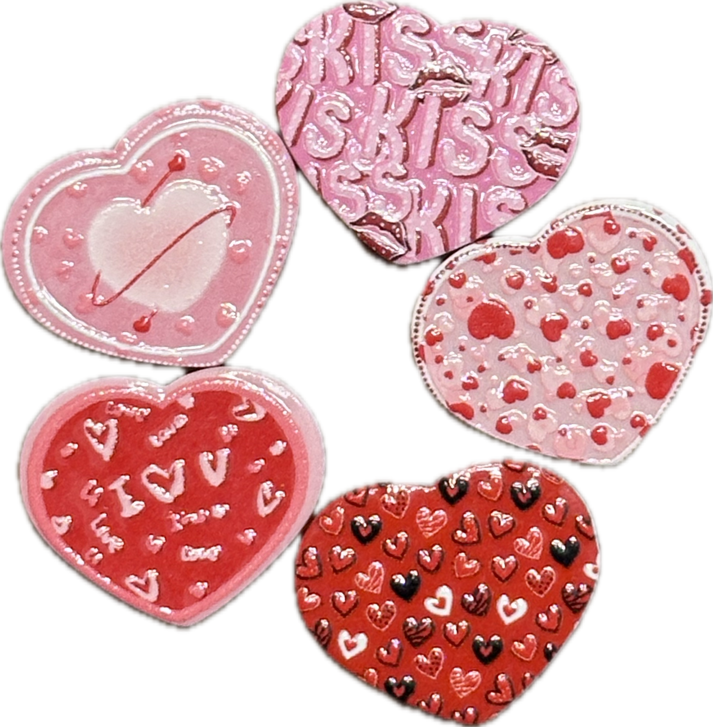 Heart shaped acrylic focal bead- set of 2/ focal bead/pink double c/ pen beading / keychain bead/ Valentines bead