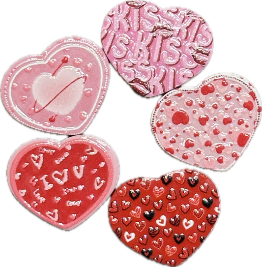 Heart shaped acrylic focal bead- set of 2/ focal bead/pink double c/ pen beading / keychain bead/ Valentines bead