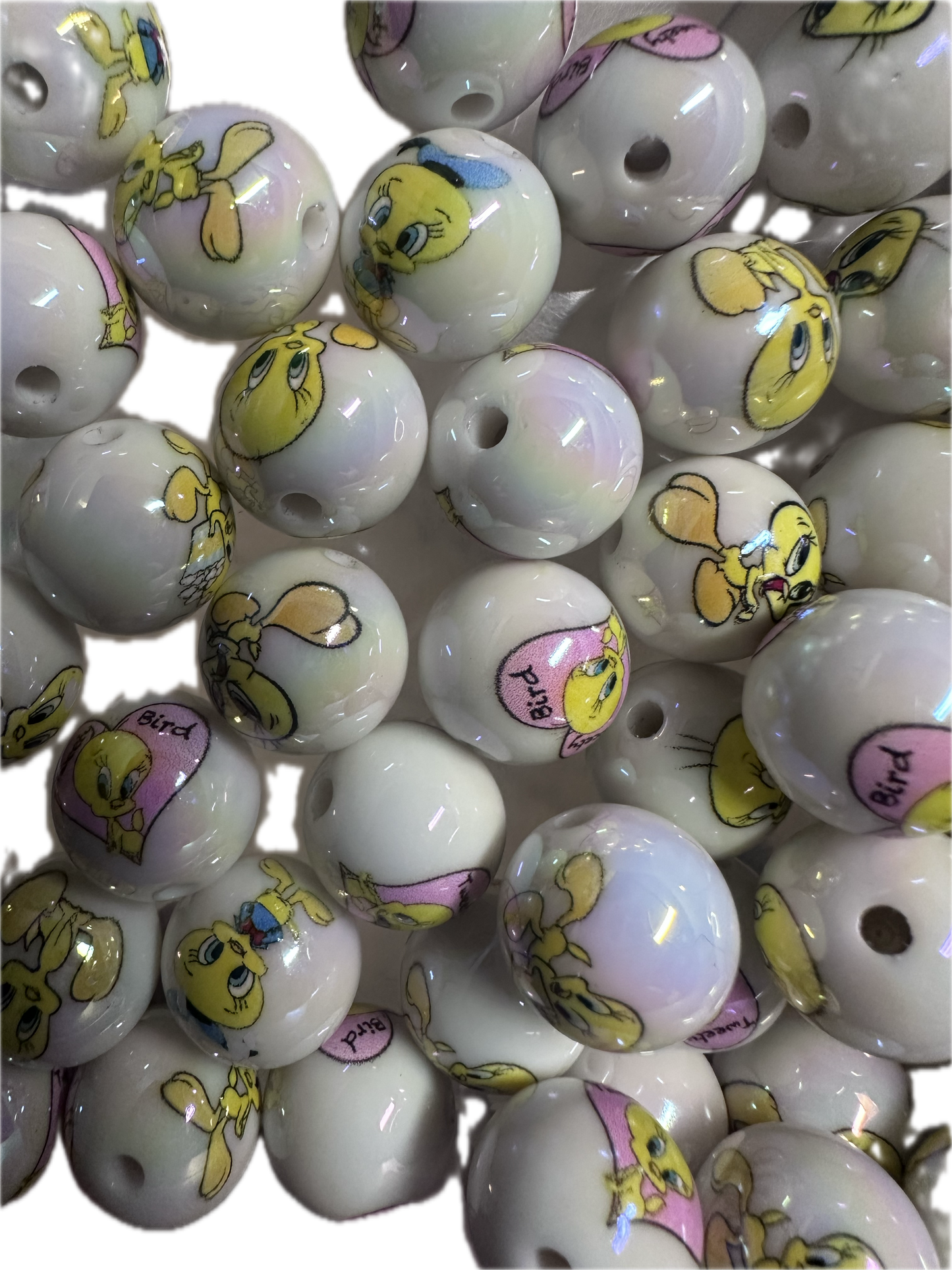 Yellow bird round beads/ Ten (10) included/16mm Bead/ beadable pen/ jewelry/ keychain/