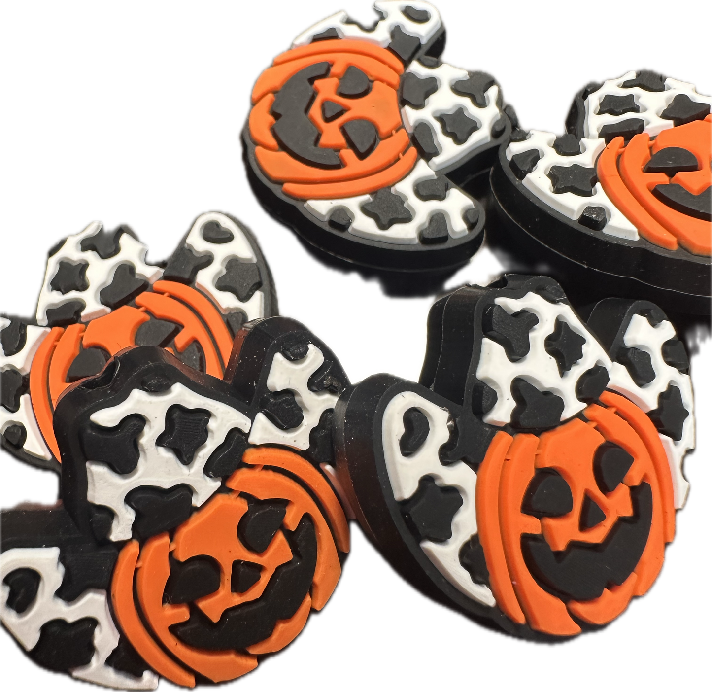 Pumpkin with cowboy hat/Silicone Focal Bead/ cow spots/ jack-o’-lantern/ Halloween/ style #3