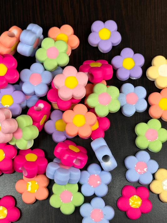 Daisy Flower Beads – Colorful Flower Beads for DIY Crafts (Set of 5 or 10) approx. 16mm