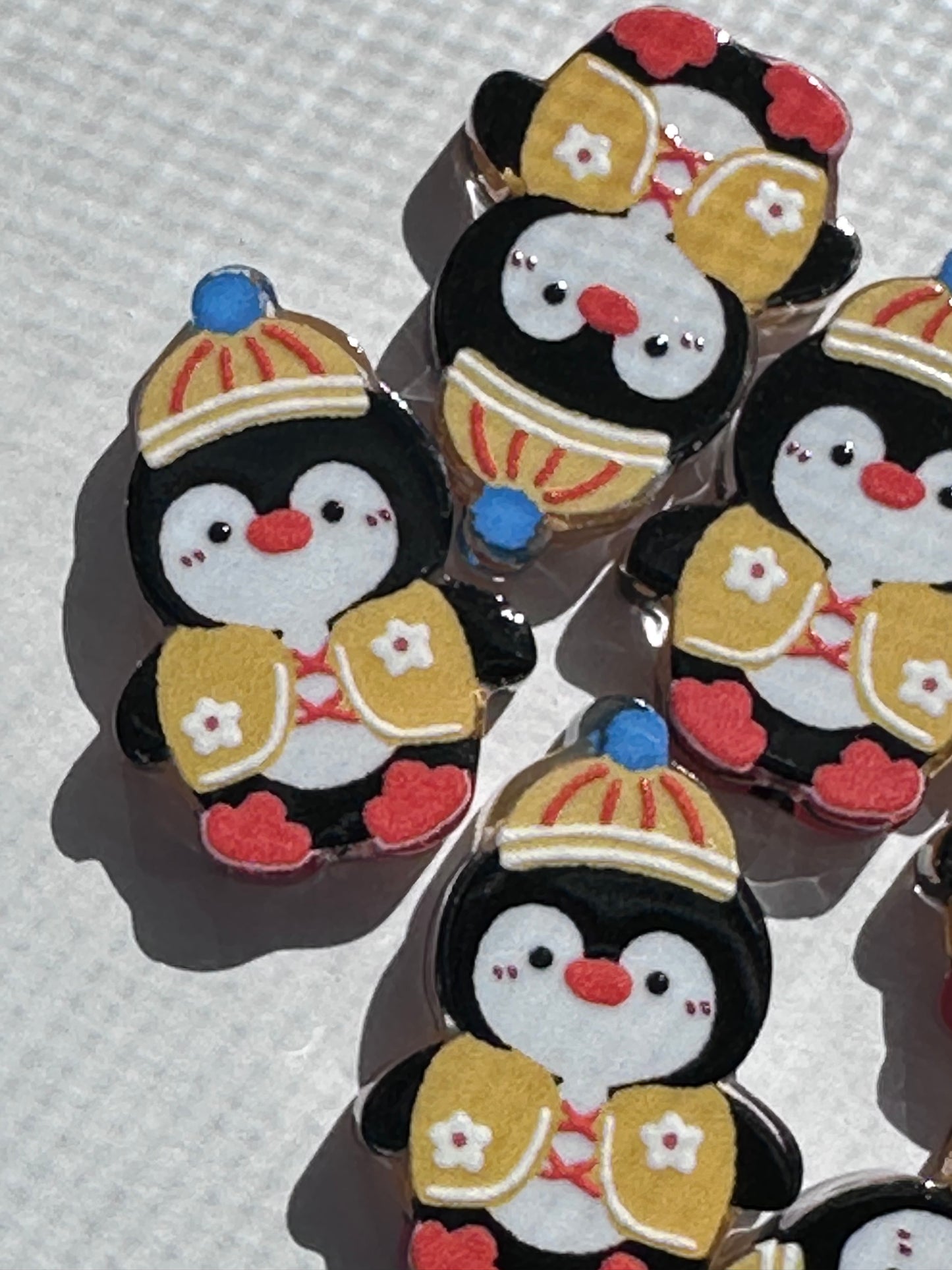 Cute penguin acrylic focal bead- set of 2/ focal bead/ pen beading / keychain bead/winter