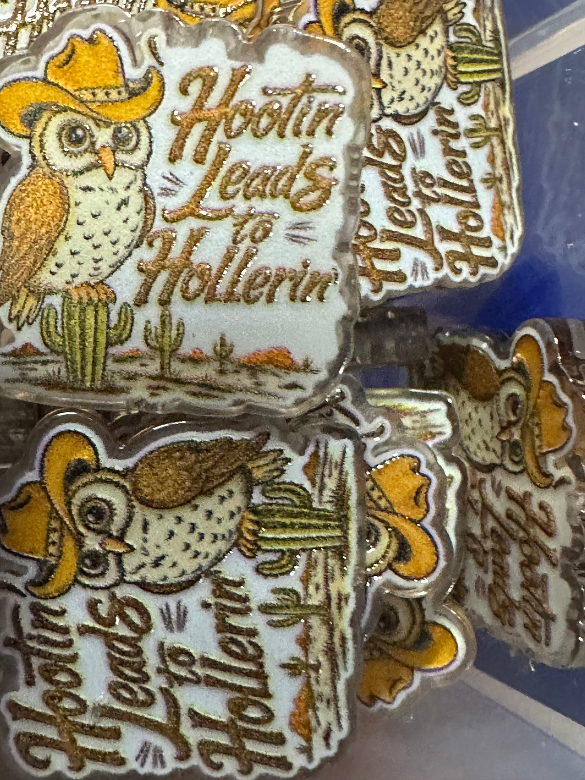Hootin Owl acrylic focal bead- set of 2/ focal bead/ pen beading / keychain bead/ western - country