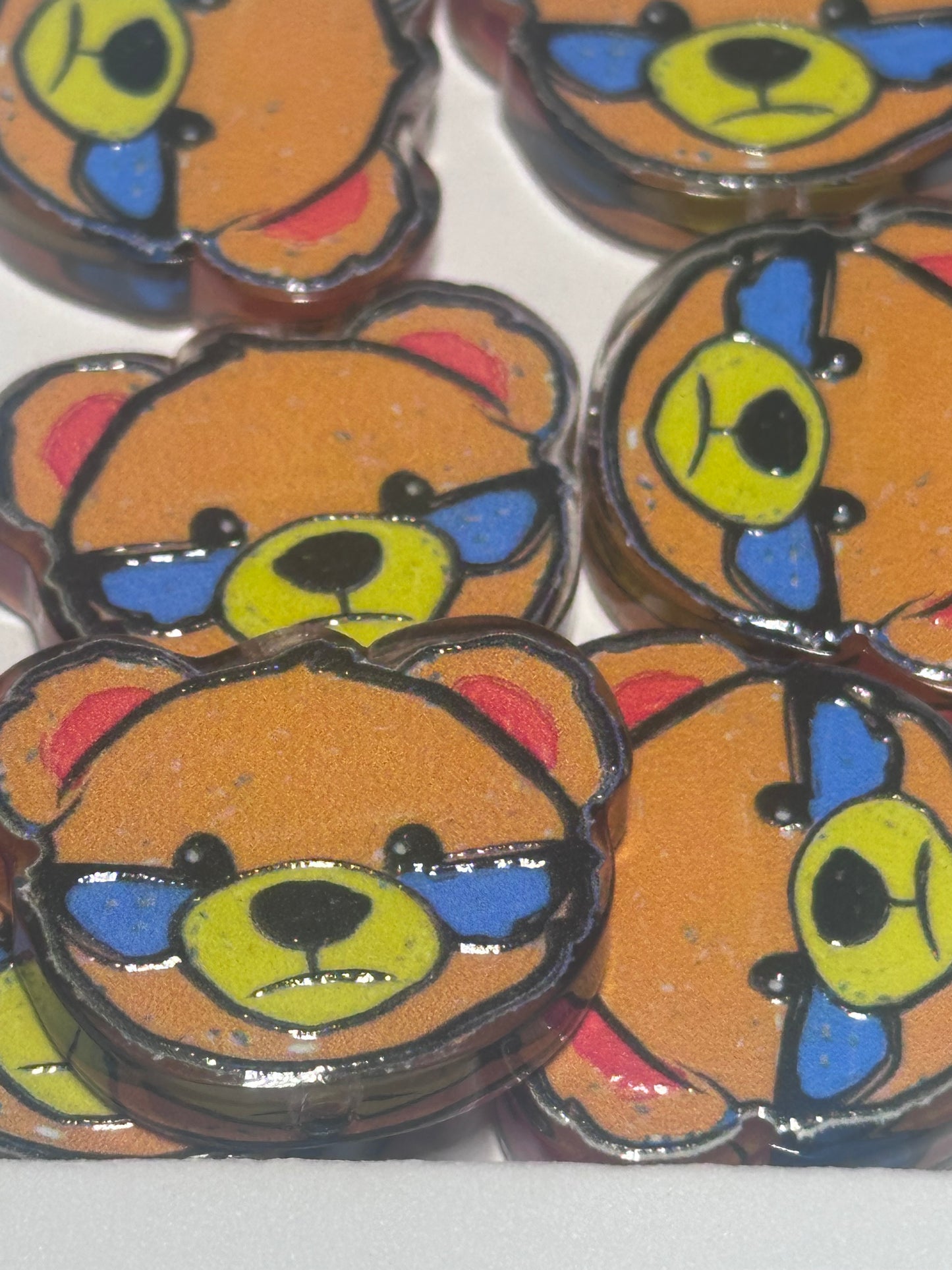 teddy bear acrylic focal bead- set of 2/ focal bead/ pen beading / keychain bead/