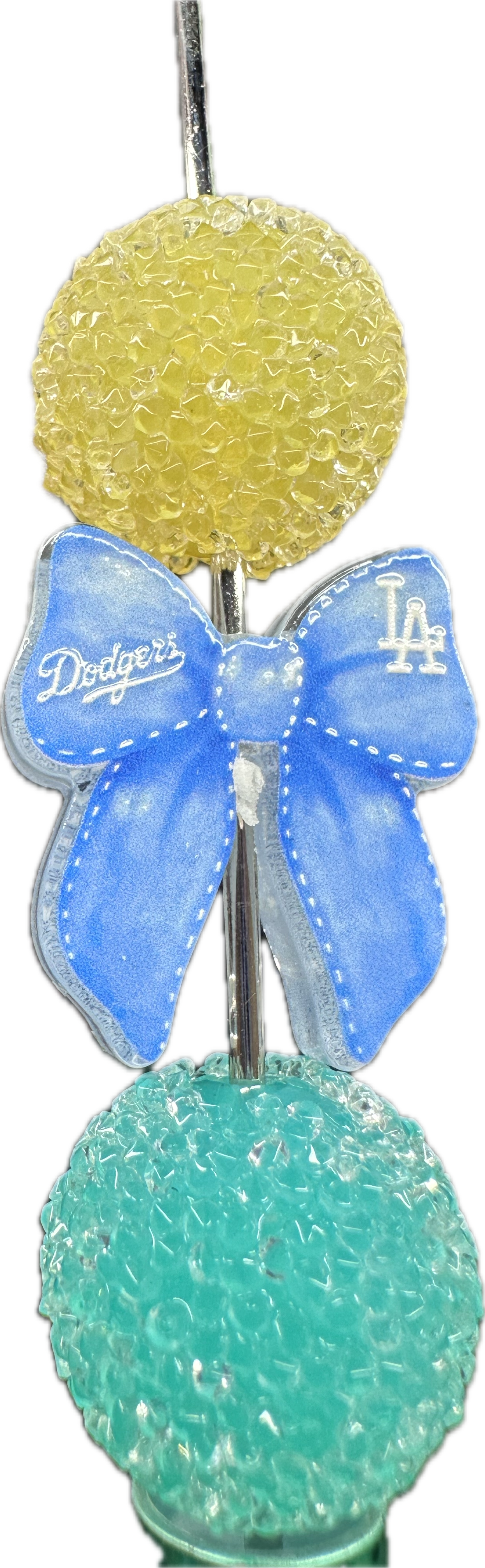 Baseball team acrylic bow focal bead- set of 2/ focal bead/ pen beading / keychain bead/ LA