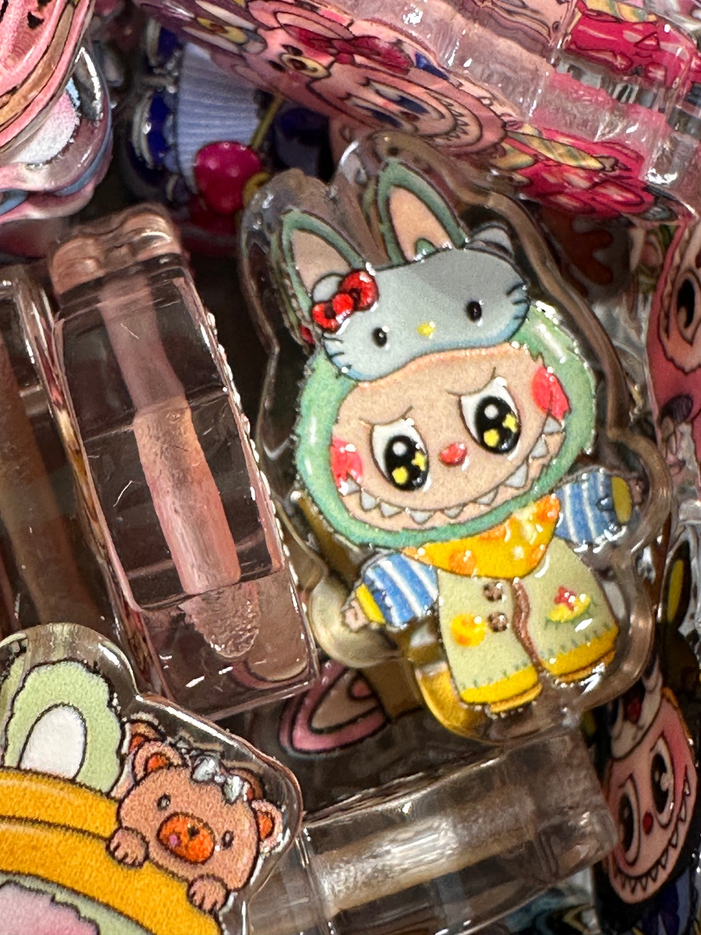 Labubu monster acrylic beads/Five (5) pendants included / keychain DIY/pen beads