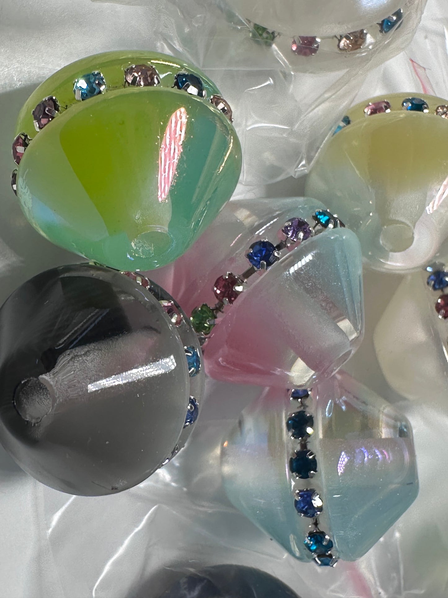 Rhinestone Trim Acrylic Cone Beads – Set of 5