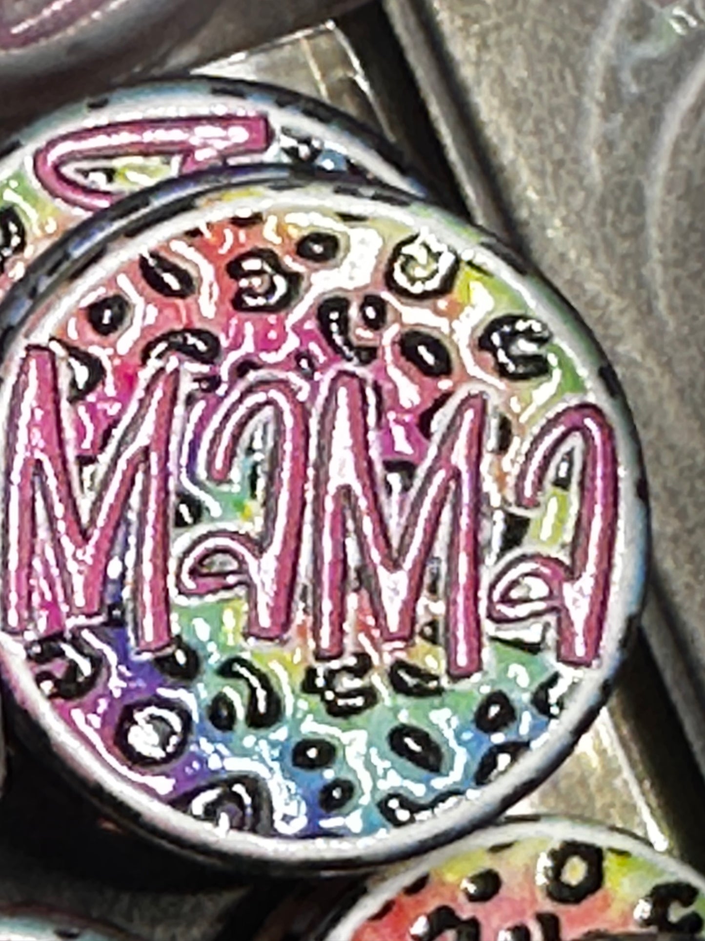 Colorful leopard print MAMA acrylic focal bead- set of 2/ focal bead/ pen beading / keychain bead/