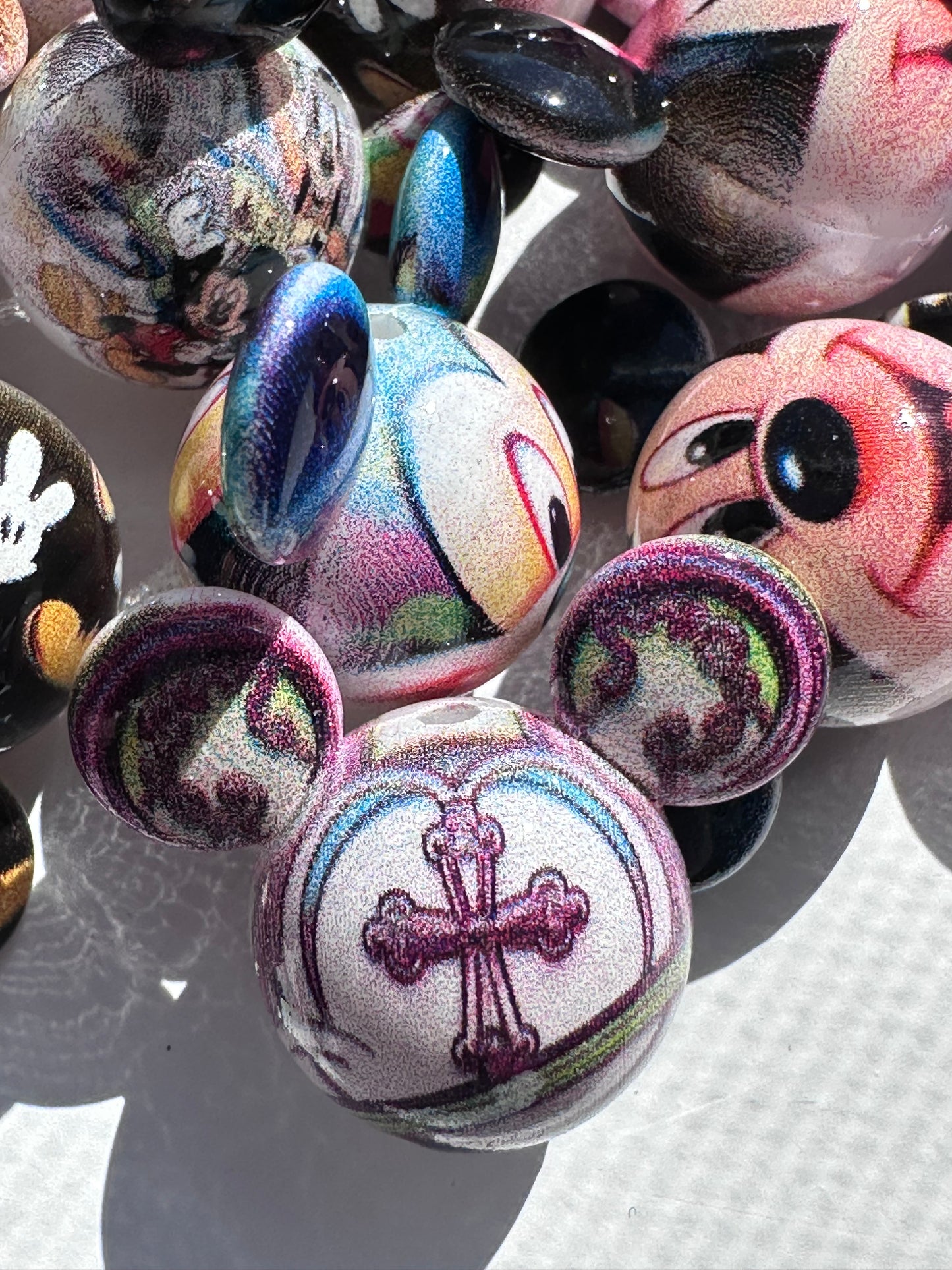 Cartoon inspired beads/ Five (5) acrylic beads included/ jewelry Bead/ beadable pen beads/ keychain bead/ DIY