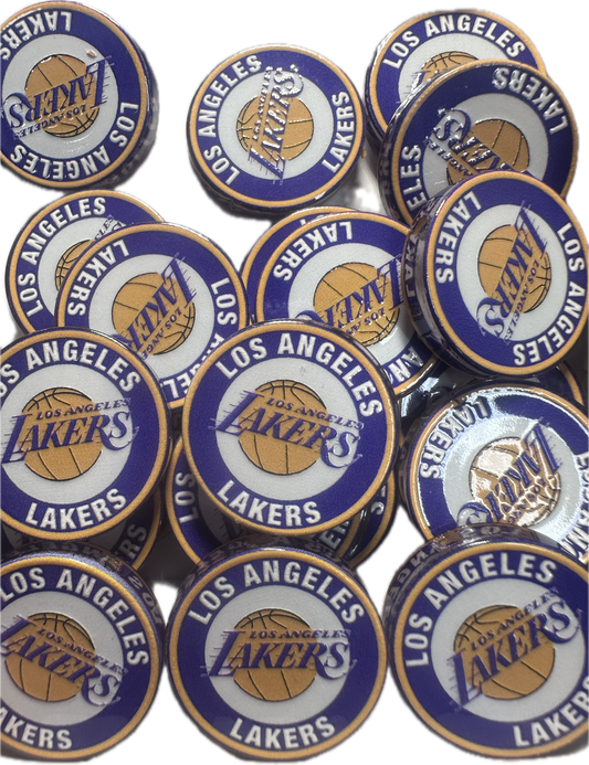 NEW LA Lakers acrylic focal bead- set of 2/ focal bead/ pen beading / keychain bead/ Basketball