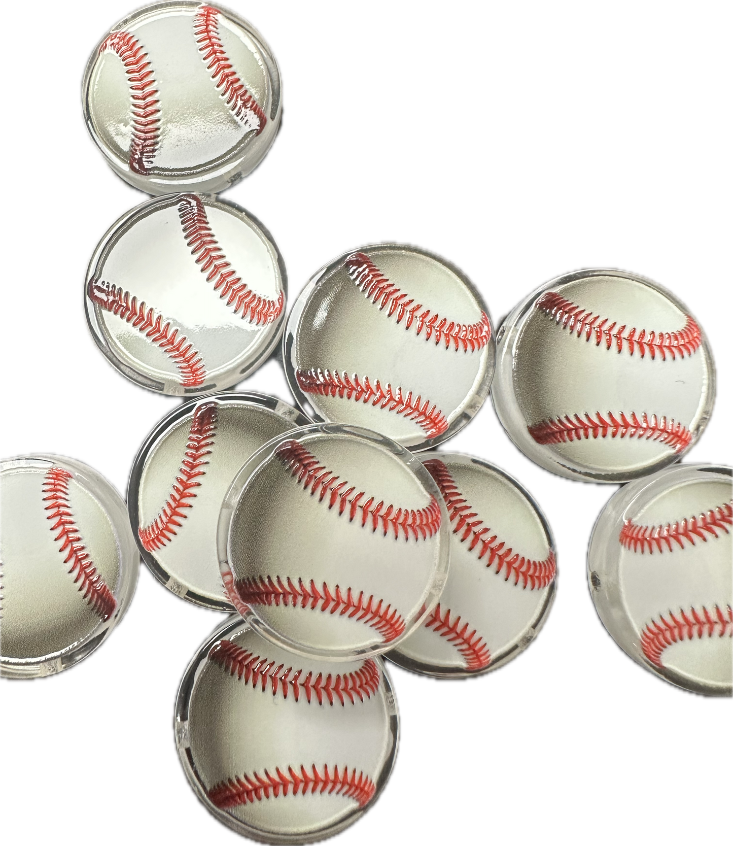 BASEBALL acrylic focal bead- set of 2/ focal bead/ pen beading / keychain bead