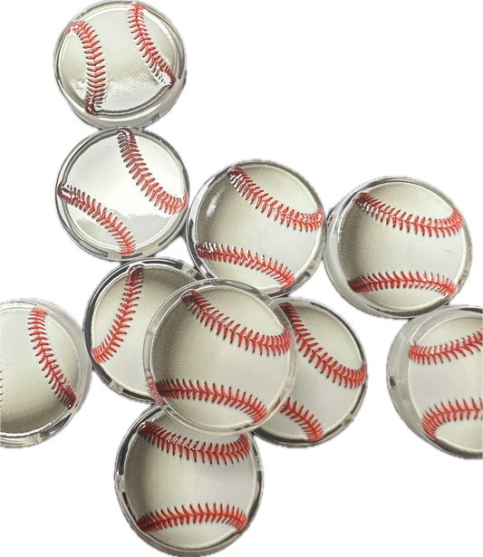 BASEBALL acrylic focal bead- set of 2/ focal bead/ pen beading / keychain bead