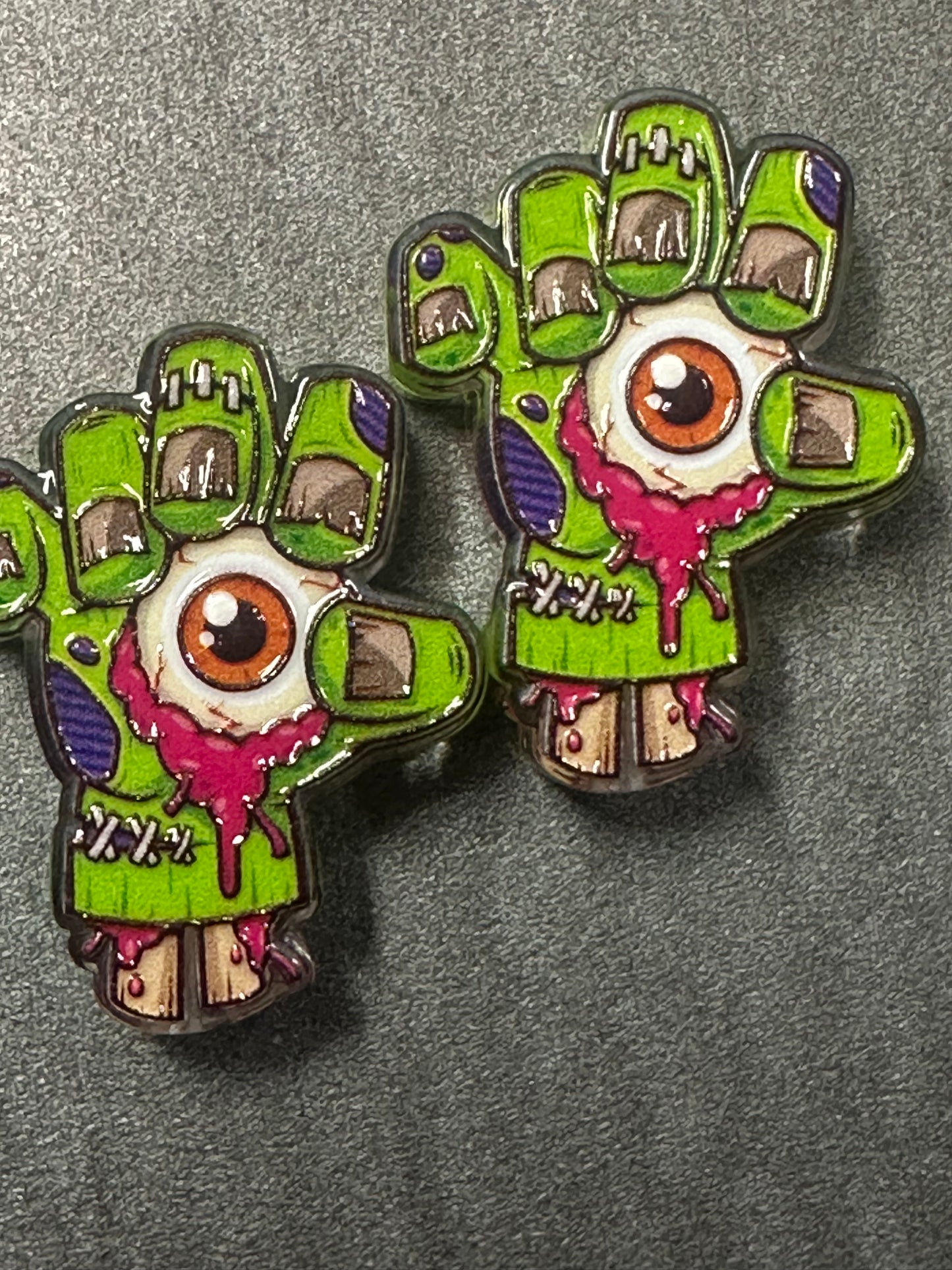 Halloween acrylic focal bead- set of 2/ focal bead/ pen beading / keychain bead/ hand/ eyeball