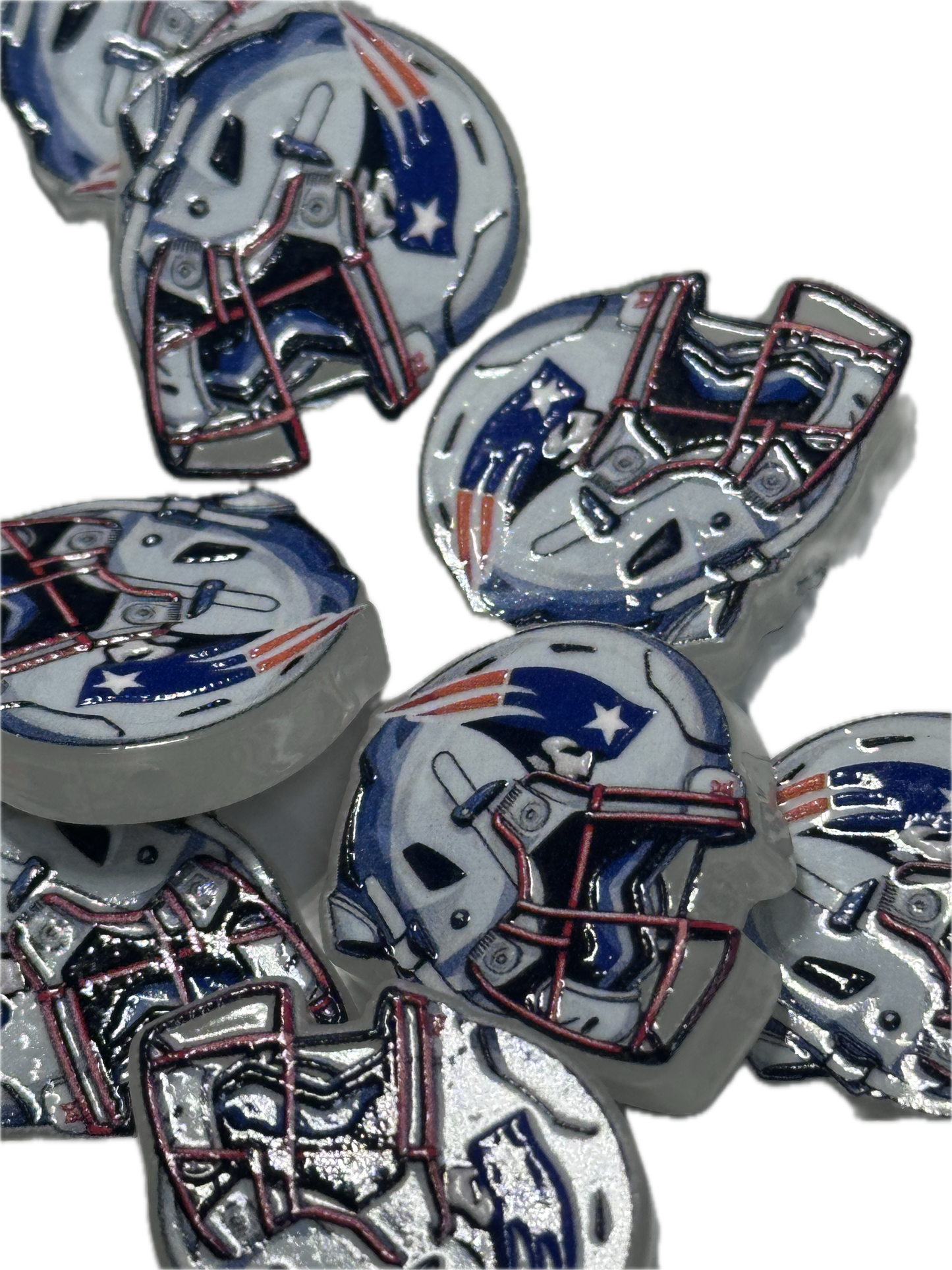 NEW New England Patriots helmet acrylic focal bead- set of 2/ focal bead/ pen beading / keychain bead/Football