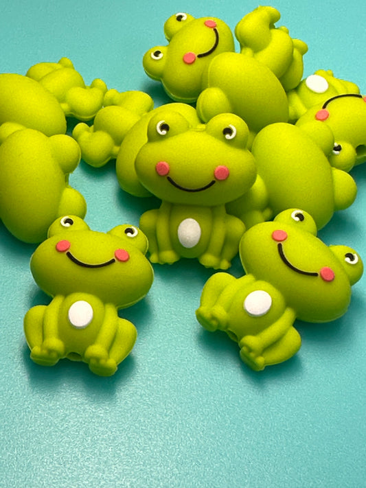 3D green frog Focal Bead / silicone bead/