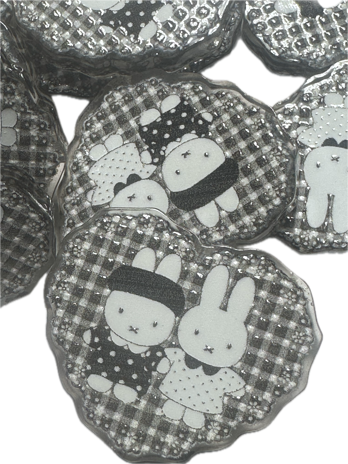 Heart shaped bunnies acrylic focal bead- set of 2/ focal bead/ pen beading / keychain bead/