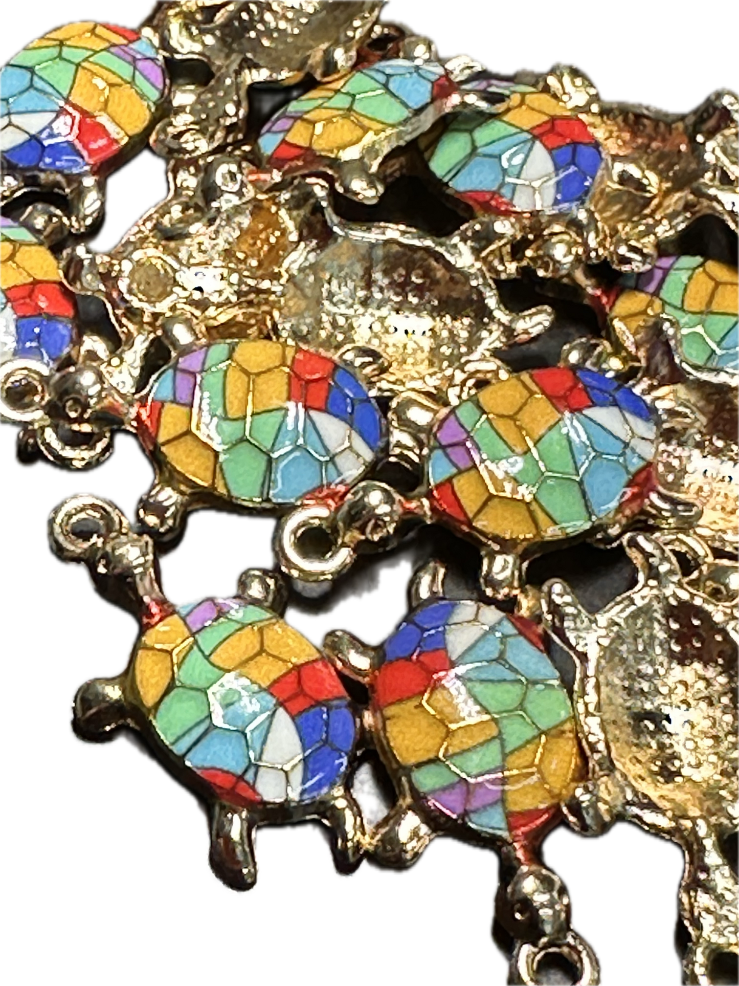 Multi color mosaic enameled metal turtle charms/ DIY-earrings,necklace,charm bracelet/ sea turtle