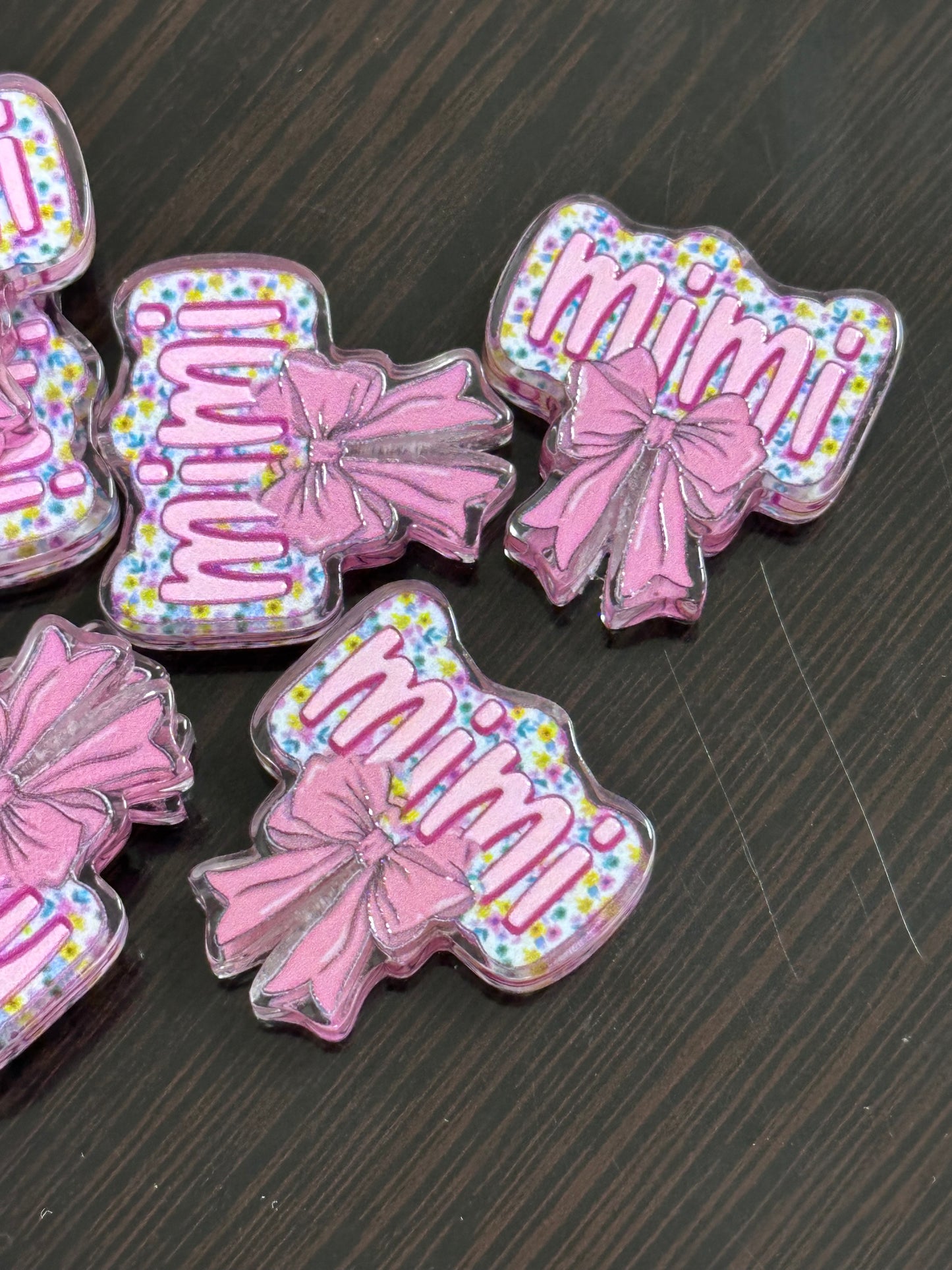 MIMI with bow acrylic focal bead- set of 2/ focal bead/ pen beading / keychain bead