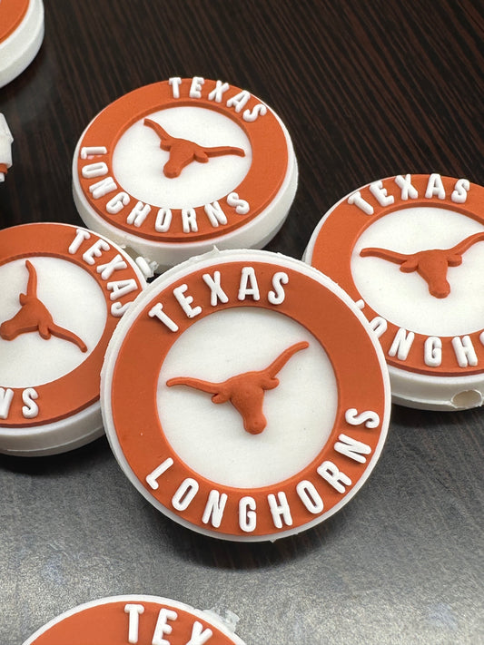 Texas Longhorns focal beads/Focal Bead/ beadable pen/ Round Silicone  bead/ keychain bead / Football/#2