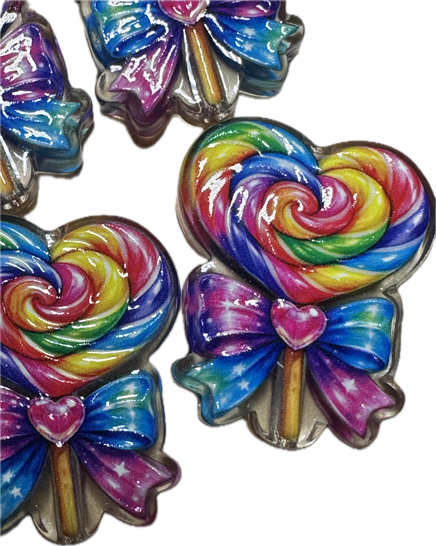 Colorful Heart Lollipop acrylic focal bead- set of 2/ focal bead/ pen beading / keychain bead/