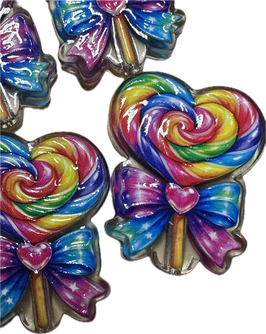 Colorful Heart Lollipop acrylic focal bead- set of 2/ focal bead/ pen beading / keychain bead/